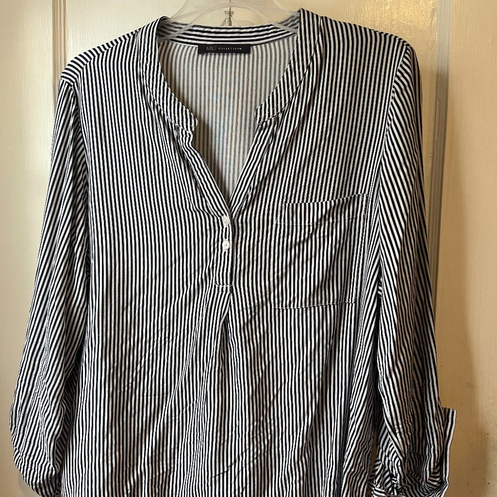 M & S Collection black and white striped blouse large